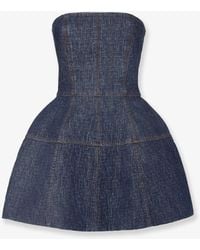 Fendi - Padded Denim Mini Dress - Lyst