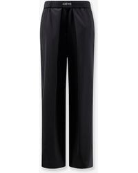 Loewe - Wool Trousers With Logo Detail - Lyst