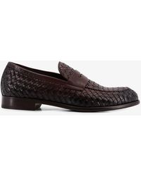 Doucal's - Adler Leather Loafers With Woven Pattern - Lyst