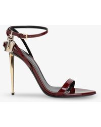 Tom Ford - Patent Leather Sandals With Iconic Metal Padlock - Lyst