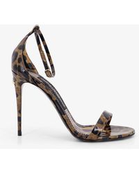 Dolce & Gabbana - Leather Sandals With Leo Print - Lyst