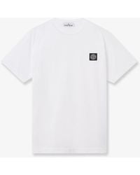 Stone Island - Cotton T-Shirt With Front Logo Patch - Lyst