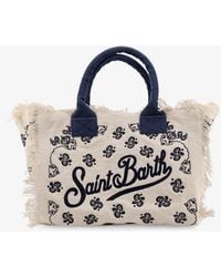 MC2 Saint Barth - Vanity Cotton Handbag With All-Over Embroidery - Lyst