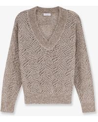 Brunello Cucinelli - Mohair Blend Sweater With Dazzling Pattern - Lyst