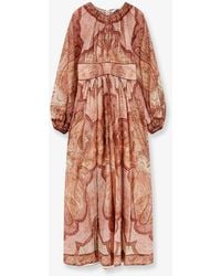 Zimmermann - Cotton And Silk Blend Wanderlust Long Dress - Lyst