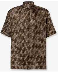 Fendi - Silk Shirt With All-Over Ff Logo - Lyst