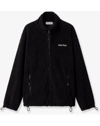 Miu Miu - Oversized Cotton Zip-Up Sweatshirt - Lyst