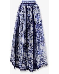Dolce & Gabbana - Silk Skirt Maiolica Print - Lyst