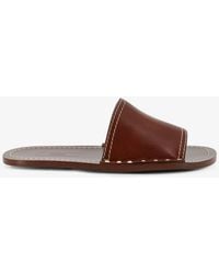 TOTEME - Low Leather Sandals With Metal Studs On The Sides - Lyst