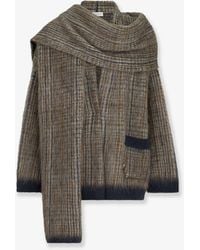 Brunello Cucinelli - Mohair, Polyamide And Wool Blend Cardigan With An Integrated Scarf - Lyst
