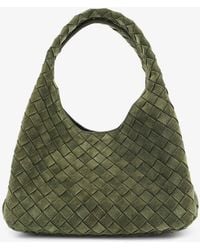 Bottega Veneta - Campana Intrecciato Suede Shoulder Bag - Lyst