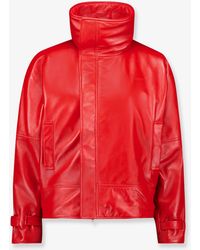 Balenciaga - Arrotondato Leather Jacket With Engraved Lettering Logo On The Front - Lyst