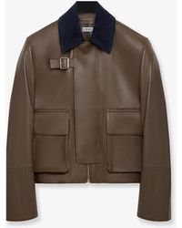 Loewe - Lightweight Nappa Leather Short Jacket With A Corduroy Collar - Lyst