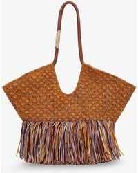 Zimmermann - Golden Time Rafia Shoulder Bag With Fringe - Lyst