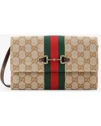 Gucci - Horsebit Web Wallet With Chain - Lyst