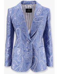 Etro - Silk Blend Single-Breasted Blazer - Lyst