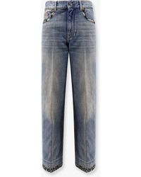 Valentino - Jeans With Floral Print Fabric Border Detail - Lyst