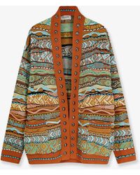 Laneus - Cardigan With Multicolored Inlays - Lyst