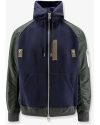Sacai - Cotton Blend Sweatshirt With Nylon Sleeves - Lyst