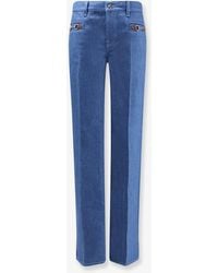 Gucci - Cotton Jeans With Iconic Frontal Horsebits - Lyst