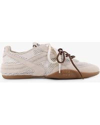 Miu Miu - Mesh Sneakers With Suede Inserts - Lyst