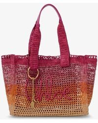 Chloé - East-West Summer Banana Multicolored Raffia Shoulder Bag - Lyst