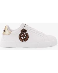 Dolce & Gabbana - Leather Sneakers With Iconic Patch Logo On The Side - Lyst