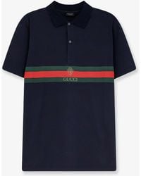 Gucci - Cotton Polo Shirt With Web Print On The Front - Lyst