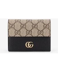Gucci - Mini Wallet Leather And Gg Supreme Fabric Card Holder - Lyst