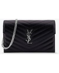 Saint Laurent - Envelope Leather Wallet Crossbody Bag With Chain Shoulder Strap - Lyst