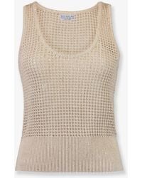 Brunello Cucinelli - Openwork Cotton Knit Top - Lyst