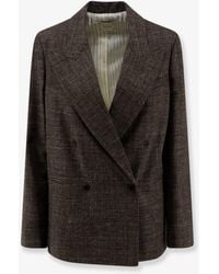 Alysi - Double-Breasted Wool And Linen Blend Blazer - Lyst