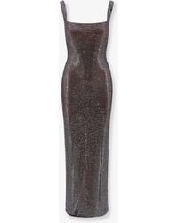 Self-Portrait - Long Dress With Rhinestones - Lyst