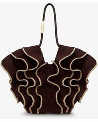 Zimmermann - Goldentime Raffia Shoulder Bag With Ruffles - Lyst