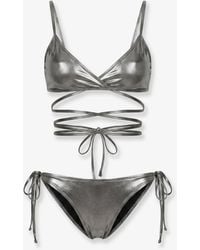 The Attico - Il Primo Bagno Lycra Bikini With A Metallic Effect - Lyst