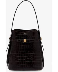 TOTEME - Leather Bucket Bag With Croco Effect - Lyst