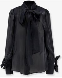 ACTUALEE - Satin Shirt With Padded Shoulders - Lyst