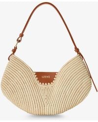 Loewe - Paula's Ibiza-Swing Leather And Raffia Shoulder Bag - Lyst
