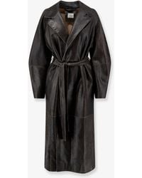 Alysi - Heavy Leather Coat With Vintage Effect - Lyst
