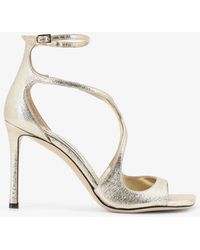 Jimmy Choo - Azia Glittered Leather Sandals - Lyst