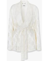 Fendi - Jacquard Silk Blazer With Floral Motif - Lyst