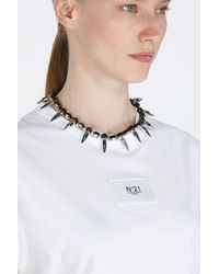 N°21 Crystal Spike Necklace - Metallic
