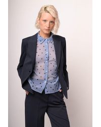 NUNA LIE - Blazer Basic Monopetto Misto Cotone Blu Taglia - Lyst