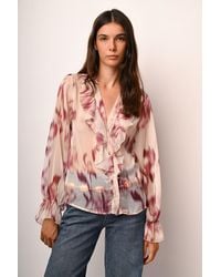 NUNA LIE - Camicia A Stampa Astratta Con Volants - Lyst