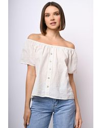 NUNA LIE - Top Con Bottoni E Spalle Scoperte - Lyst