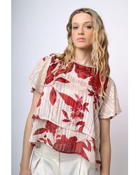 NUNA LIE - Top Doppiato Con Stampa Floreale - Lyst