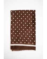 NUNA LIE - Sciarpa Marrone A Pois Bianchi Taglia - Lyst