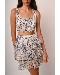 NUNA LIE - Mini Abito A Balze Con Stampa Astratta - Lyst