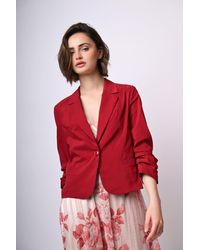 NUNA LIE - Blazer Misto Viscosa Con Maniche Arricciate - Lyst