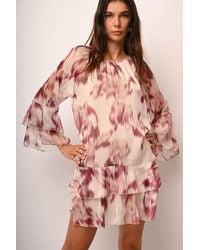 NUNA LIE - Mini Abito Con Volants A Stampa Astratta - Lyst